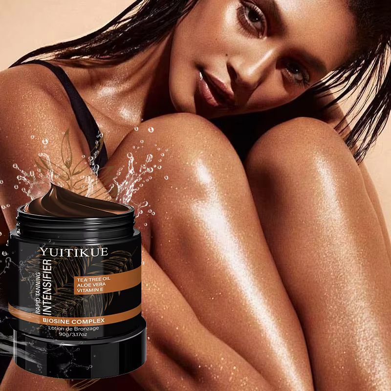 Crème Intensifiante de Bronzage Rapide YUITIKUE - Sans Soleil, Offre un Éclat Bronze Moyen Longue Du