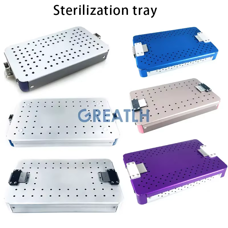 Boîte de stérilisation à plateau Autoclavable avec tapis en Silicone, Instruments en aluminium Autoc