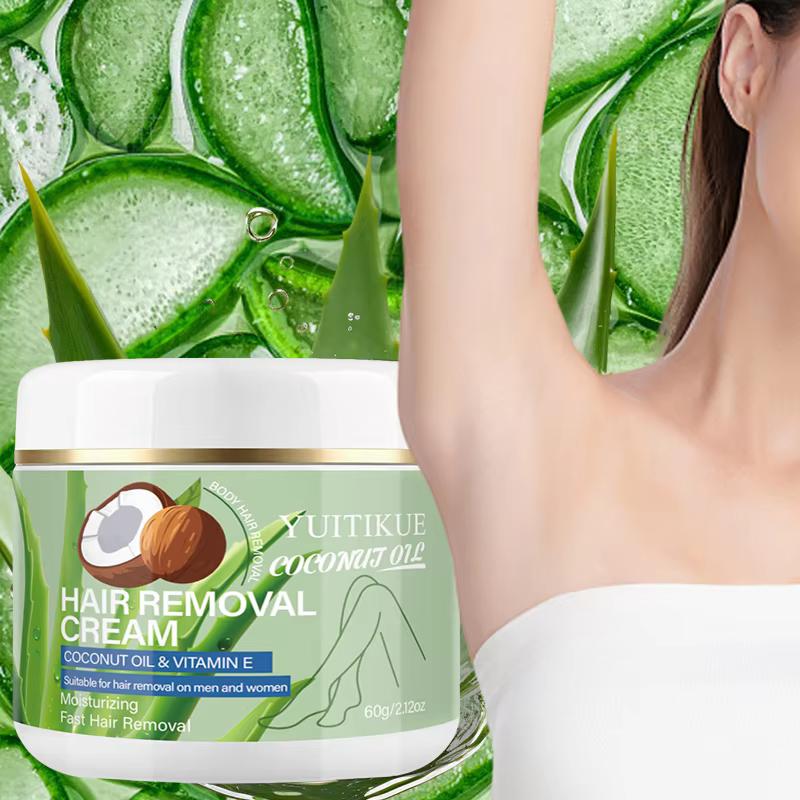 Crème dépilatoire douce YUITIKUE - Formule à l'huile de coco, pour hommes et femmes, convient aux pe
