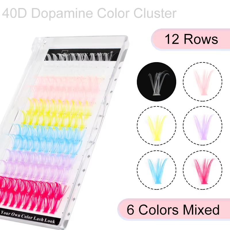 Winky beauty – cils colorés en grappe, 120 pièces, faisceau segmenté 40D, boucles D naturelles, indi