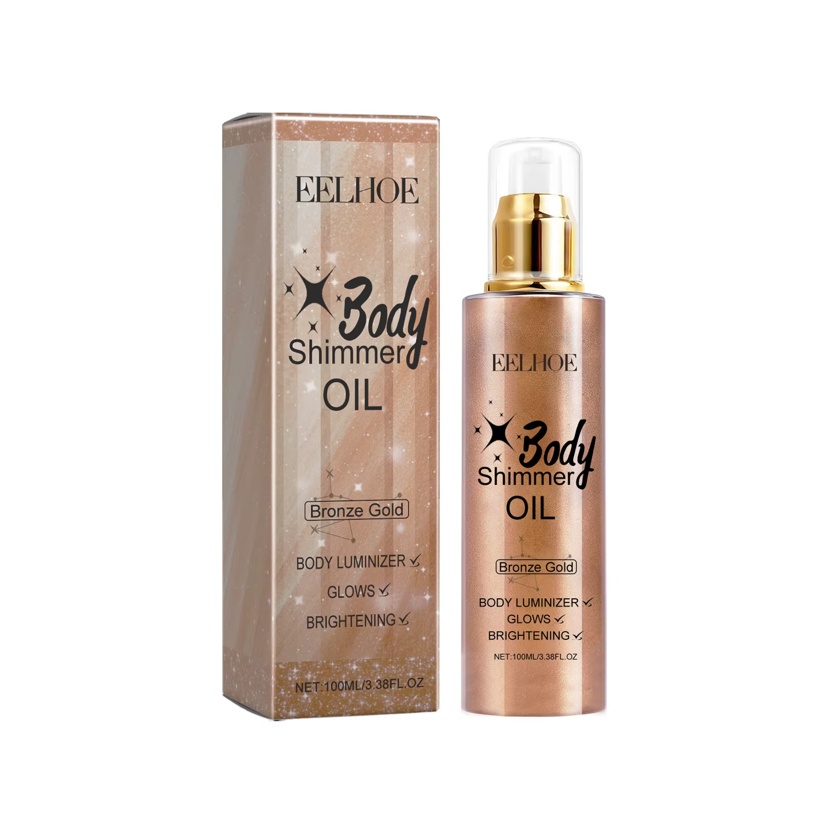 Huile pour le corps scintillante, brillance longue durée, hydratation de la peau, non collante, impe