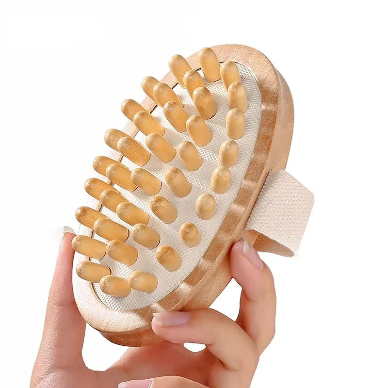 Brosse Anti-Cellulite pour le corps, huile essentielle apaisante en bois, coussin d'air pour Spa, pe