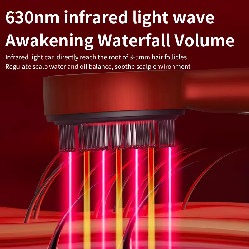 Peigne de Massage électrique à vibrations, thérapie à la lumière rouge, brosse de Massage pour la cr