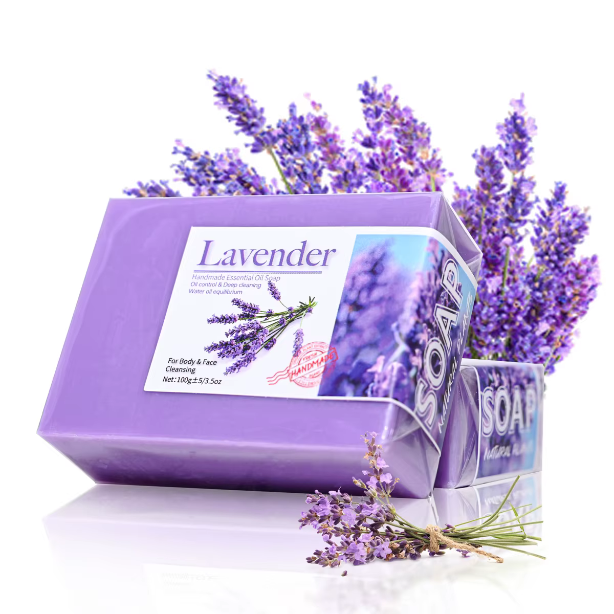 Savon aux huiles essentielles de lavande biologique naturel, savon fait à la main pour le nettoyage,