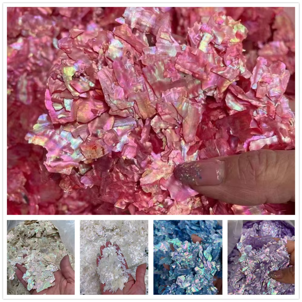 Breloques à ongles en coquillage d'ormeau naturel, nickel é ultra-mince, tranches irrégulières d'orm