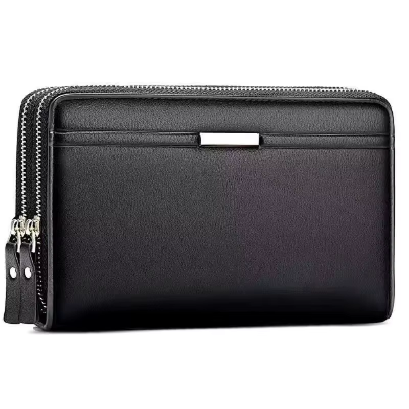 Portefeuille pour hommes Long argent prépuce sac à main en cuir grand sac à main d'affaires porte-ca