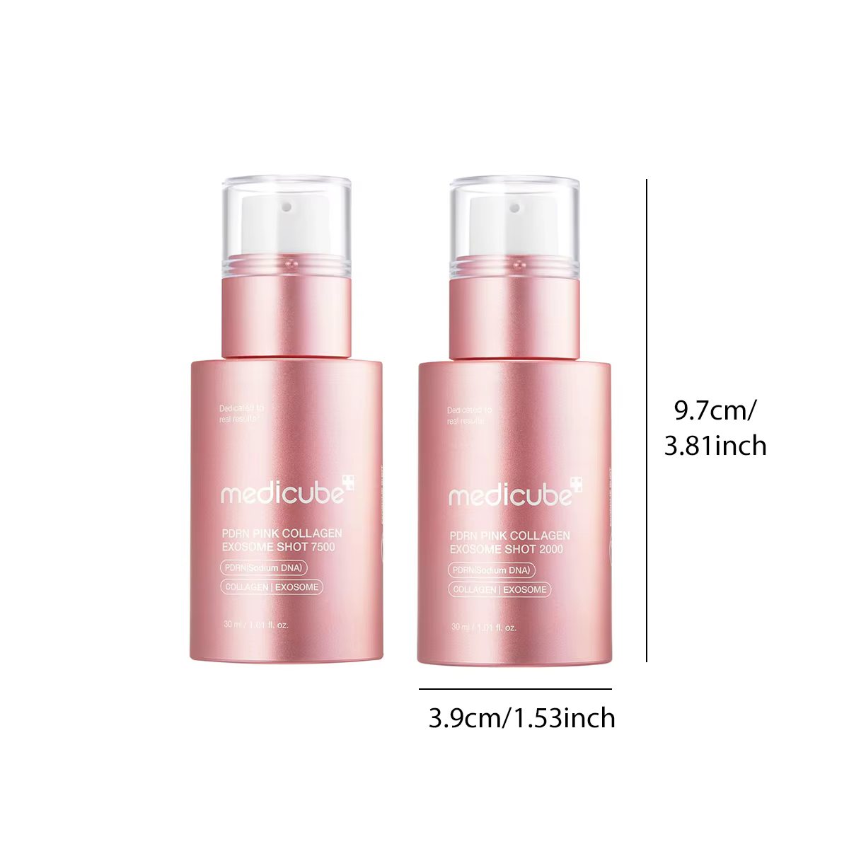 Medicube PDRN Shot d'exosome de collagène rose, liquide transparent rose, léger et absorbant rapidem