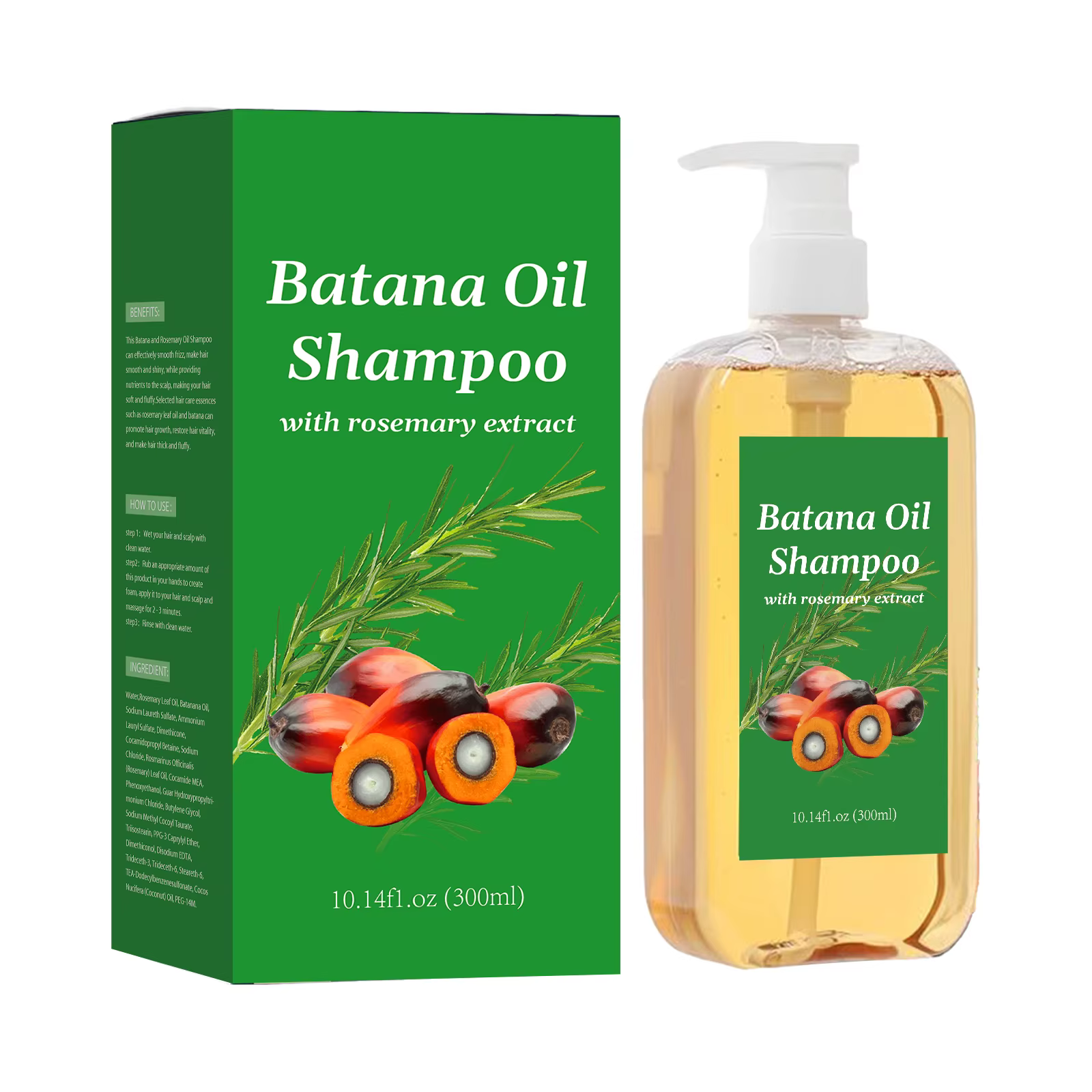 Shampoo fortifiant pour cheveux Batanana 300ml - Formule à l'huile de Batanana et au romarin, nourri