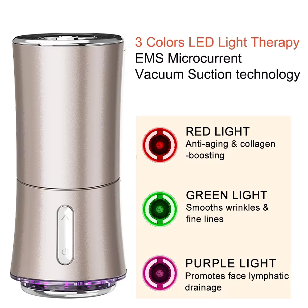 Appareil facial à aspiration sous vide et microcourant EMS, machine de beauté 3-en-1 à lumière color