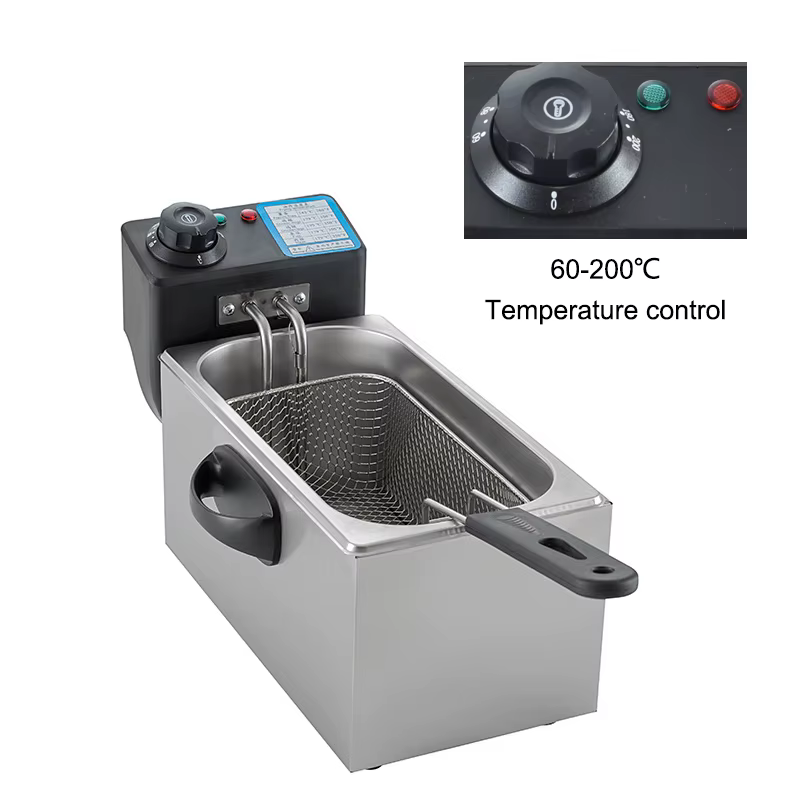 Friteuse électrique en acier inoxydable 4L, poêle à huile thermostatique, réglage de la température,