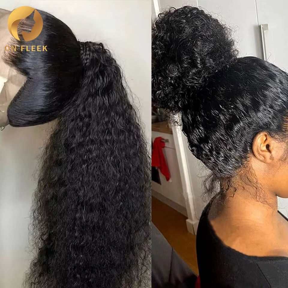 Perruque Full Lace Wig 360 naturelle bouclée, cheveux humains, Deep Water Wave, 13x4, 34 32 30 pouce