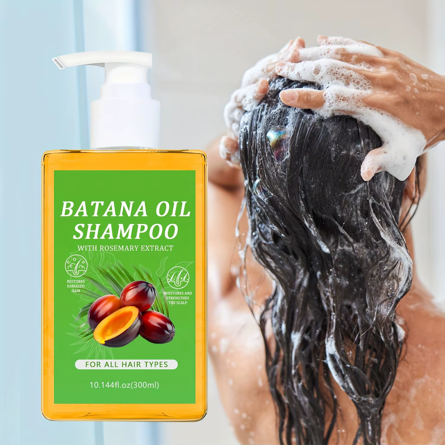 Shampoo à l'huile de Batana biologique : apaisant pour le cuir chevelu, réparation intense et nourri