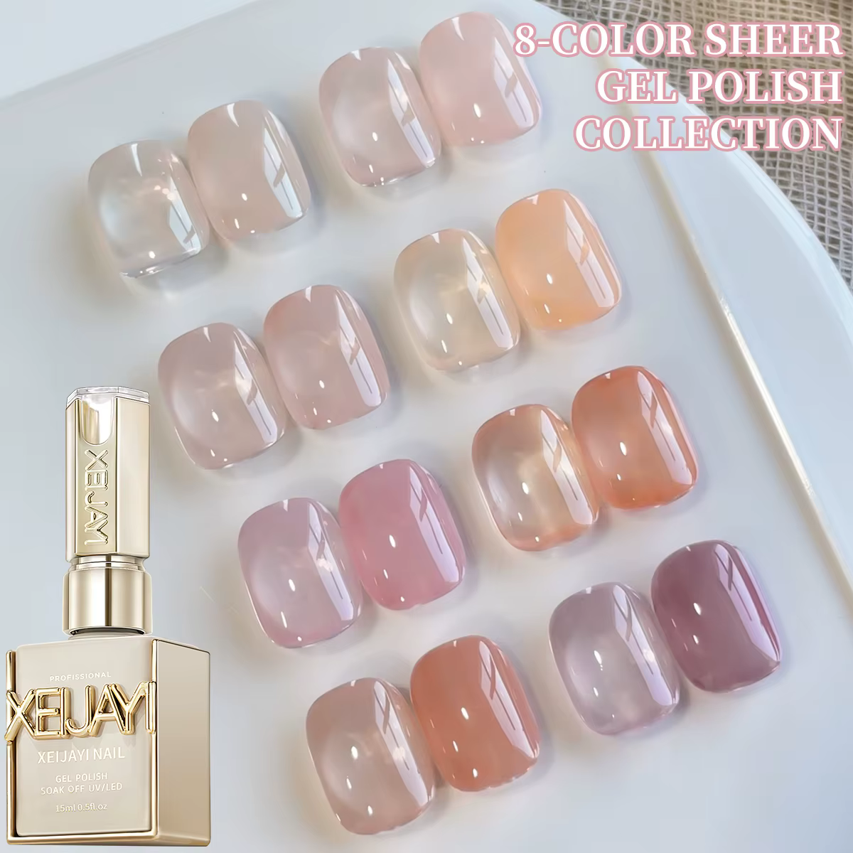XEIJAYI 15ML 1pc vernis à ongles Gel rose glace, vernis à ongles par Immersion UV LED, conception de