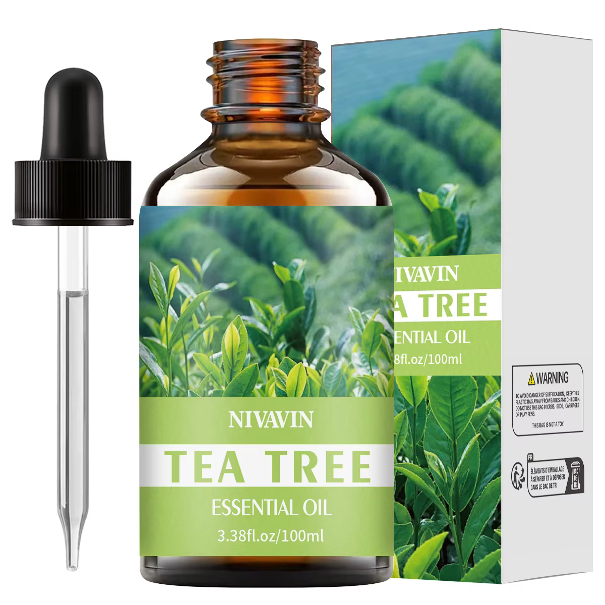 L'huile essentielle d'arbre à thé 30 ml/60 ml/100 ml convient à l'hydratation du visage, à l'hydrata