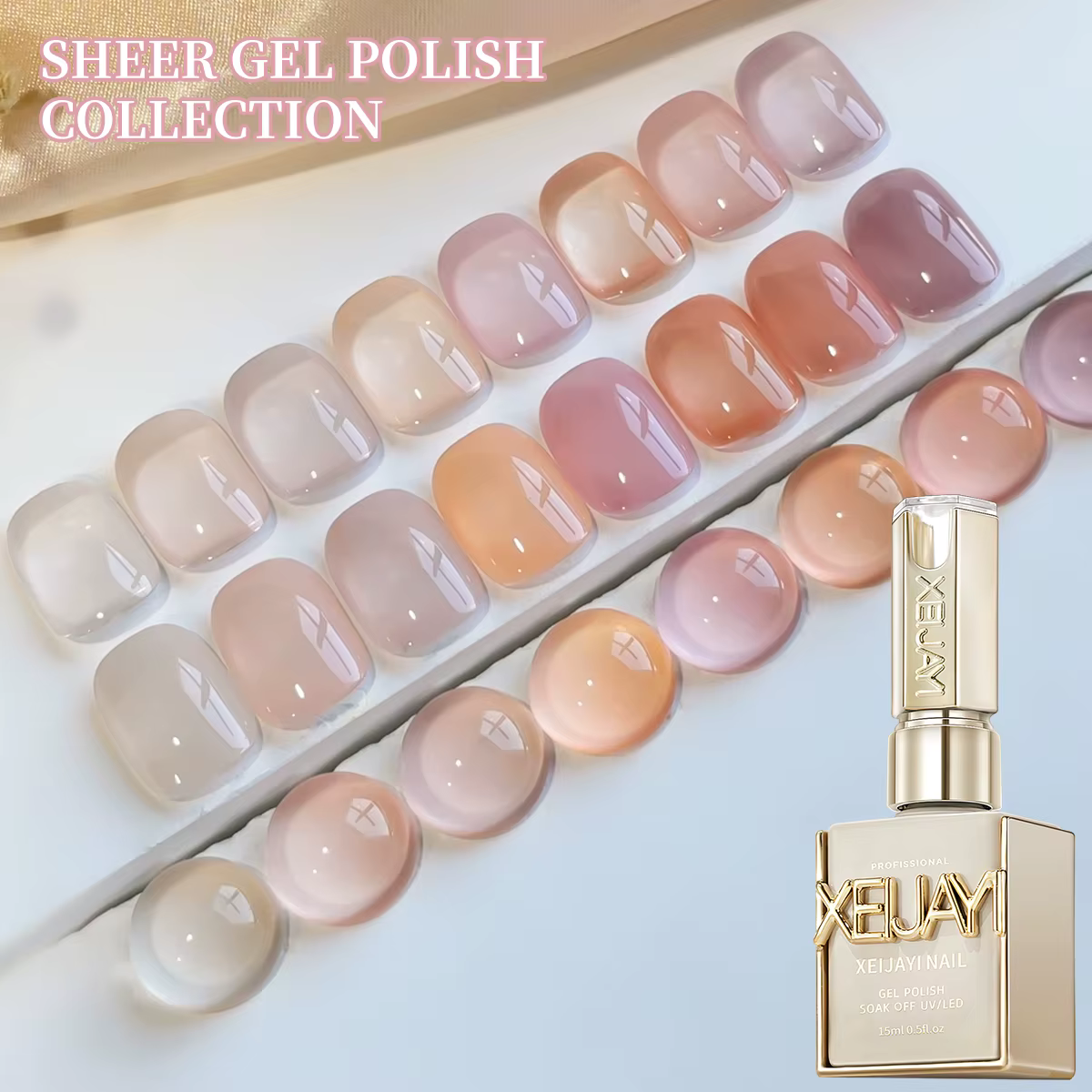 XEIJAYI 15ML 1pc vernis à ongles Gel rose glace, vernis à ongles par Immersion UV LED, conception de