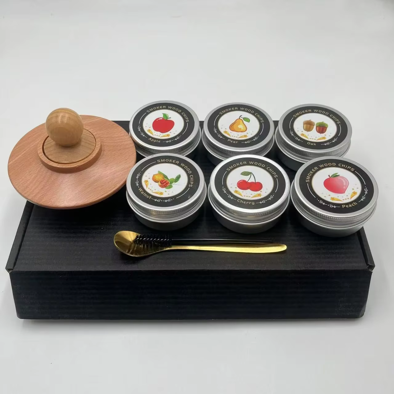 Kit de fumeur de whisky avec copeaux de bois-6 saveurs, infuseur de fumeur de boissons à l'ancienne 