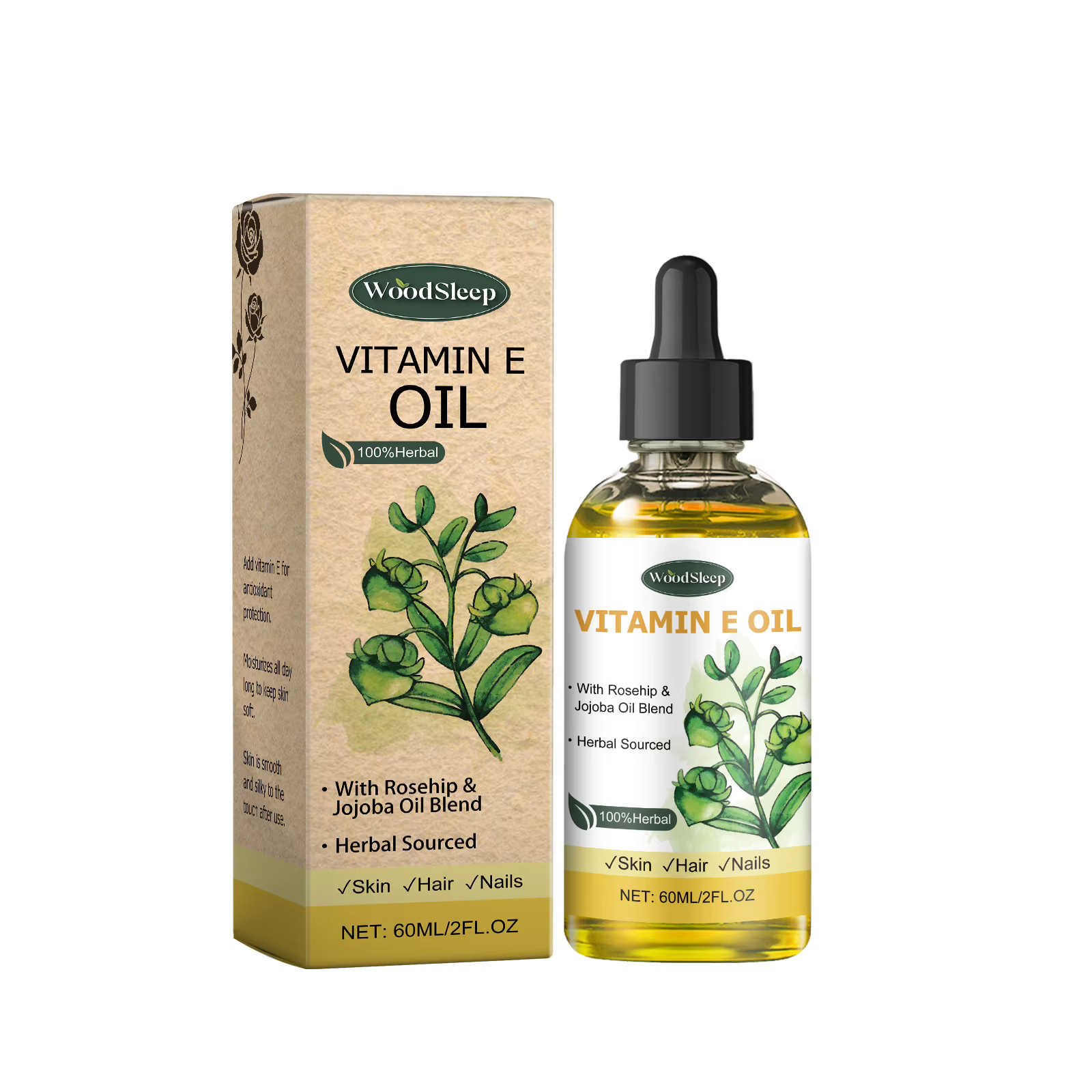 Huile essentielle de vitamine E naturelle 60 ml pour massage, soin de la peau, raclage, douche, visa