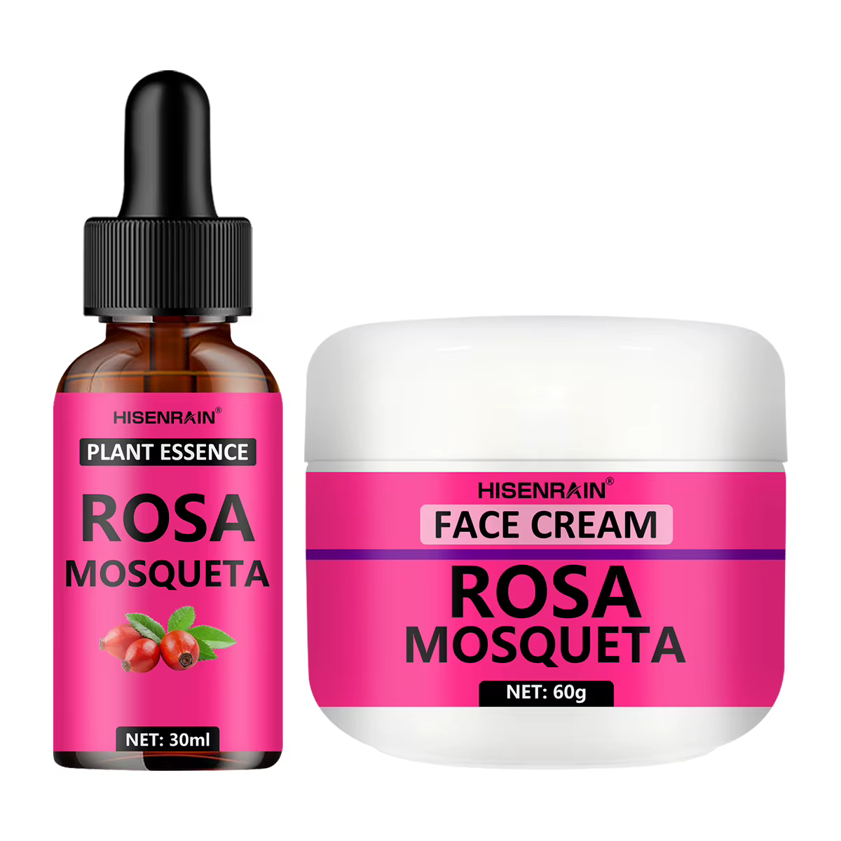 HISENRAIN Ensemble de soins pour la peau à la rose musquée : sérum hydratant et crème hydratante com
