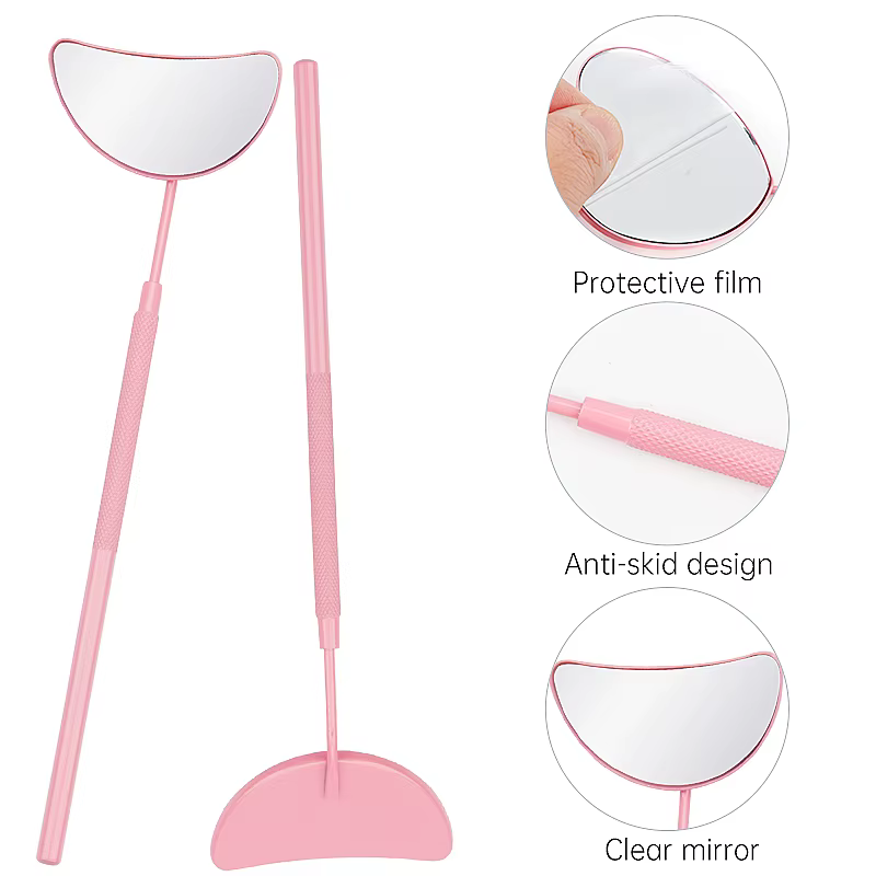 Miroir d'extension de cils en forme de lune, 1 pièce, détachable, en acier inoxydable, miroir de maq