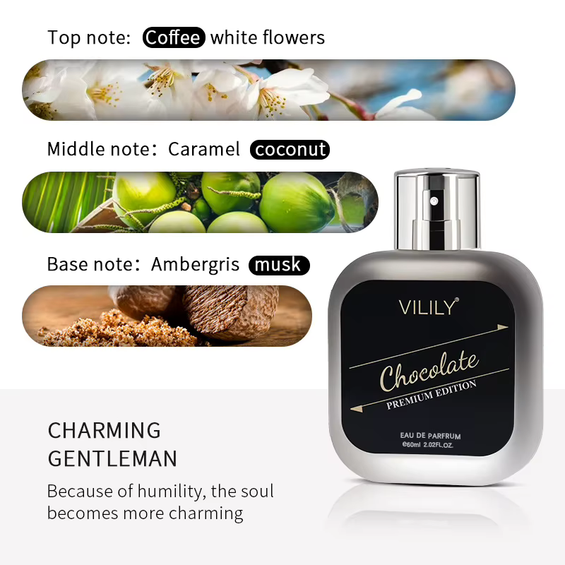 60ml chocolat Cappuccino Eau De Parfrum pour les femmes Parfum longue durée marque noix De coco café