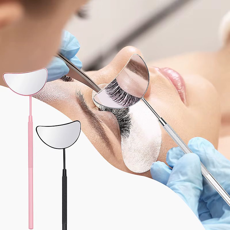 Miroir d'extension de cils en forme de lune, 1 pièce, détachable, en acier inoxydable, miroir de maq