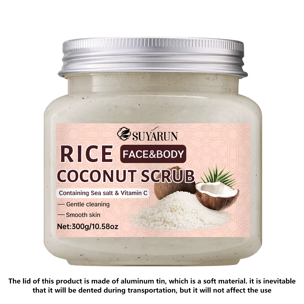 SUYARUN Gommage exfoliant naturel au riz et au noix de coco – Gommage doux et éclaircissant pour tou