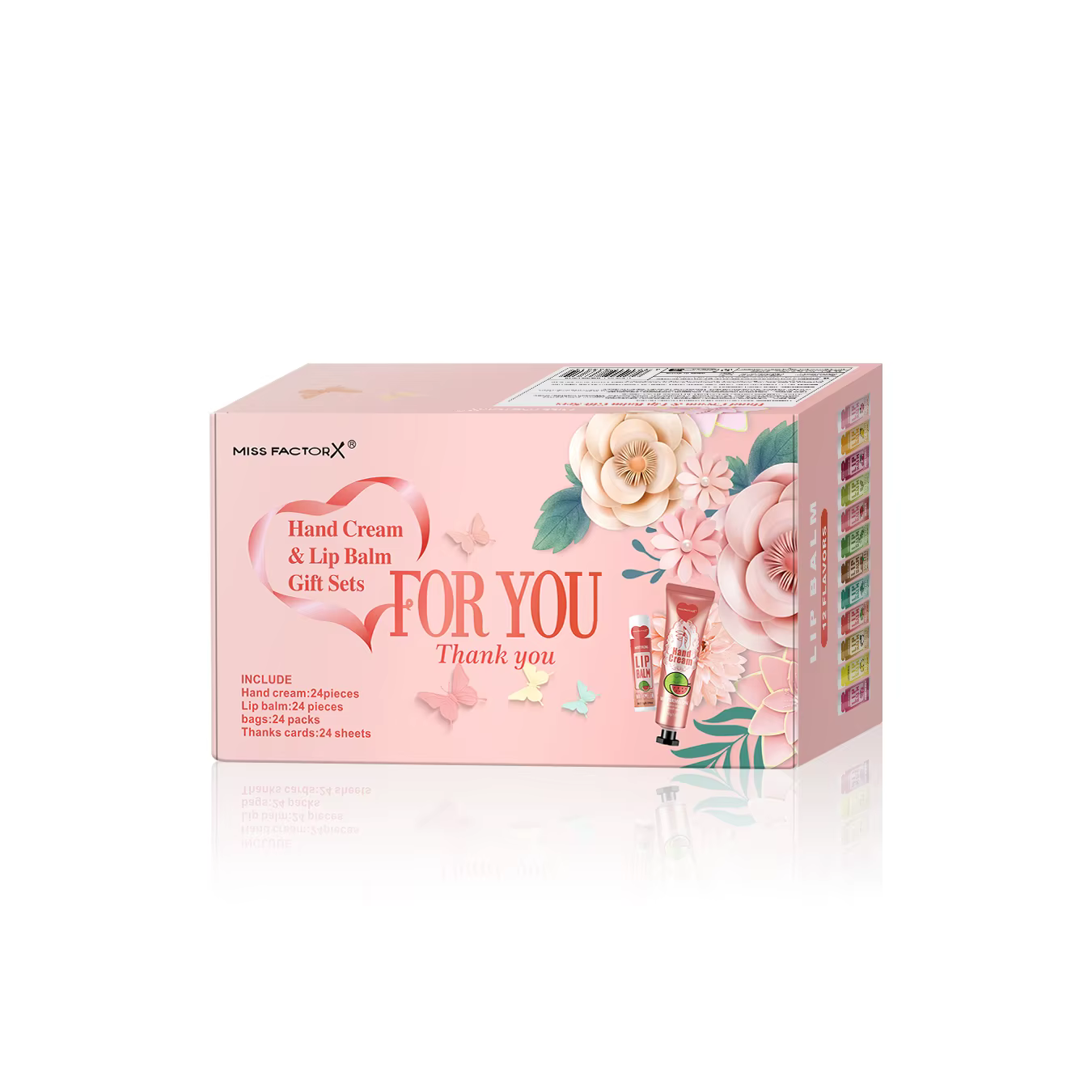Coffret cadeau assemblé, 24 ensembles/boîte, ensemble baume à lèvres et crème pour les mains, cadeau