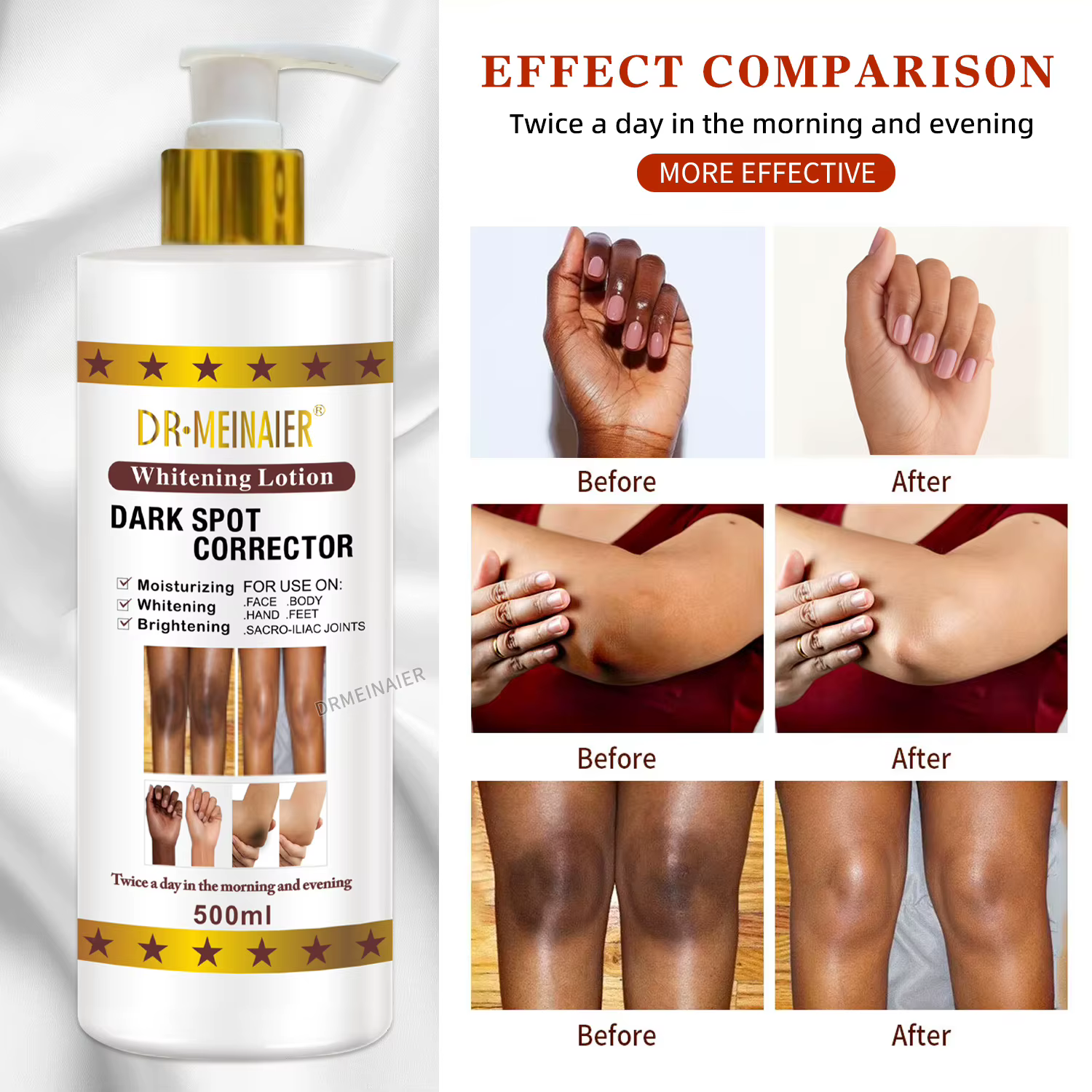 Lotion pour le corps éclaircissante végane 500 ml, avec AHA, niacinamide, hydratante, hydratation, p