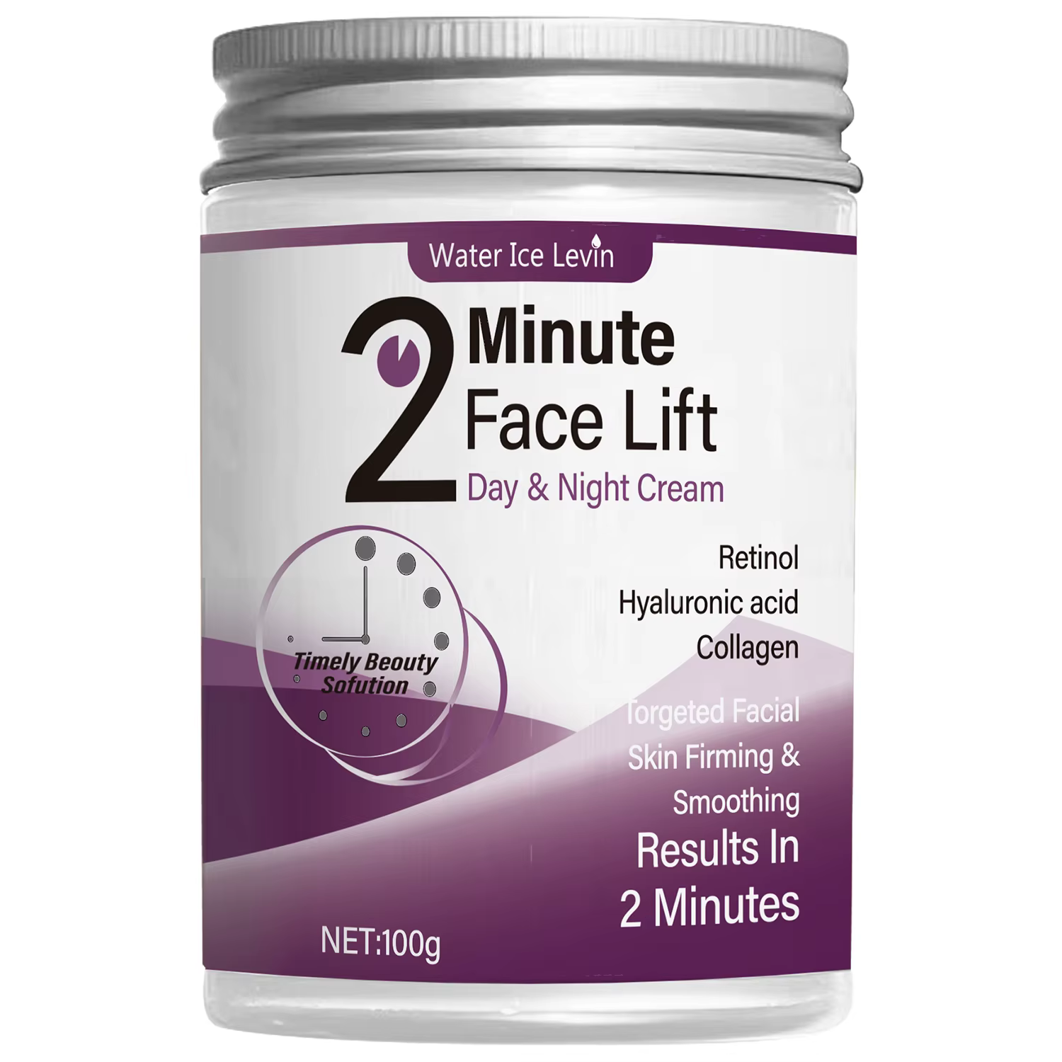 Crème de jour et de nuit pour lifting du visage de 2 minutes avec rétinol, acide hyaluronique et col