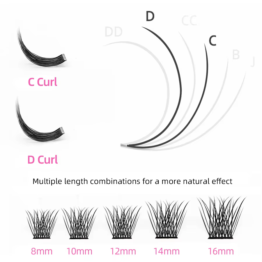 YUANZHIJIE-Extensions de cils naturels segmentés en grappe, beauté moelleuse russe, maquillage de ha