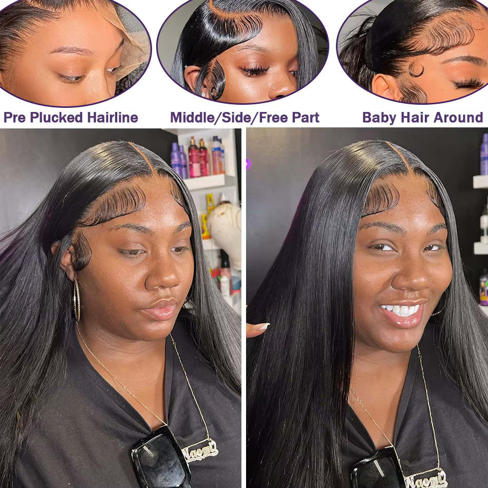 MYLOCKcloser-Perruque Lace Front Wig péruvienne naturelle lisse, 13x4, 360 de densité, 180%, pour fe