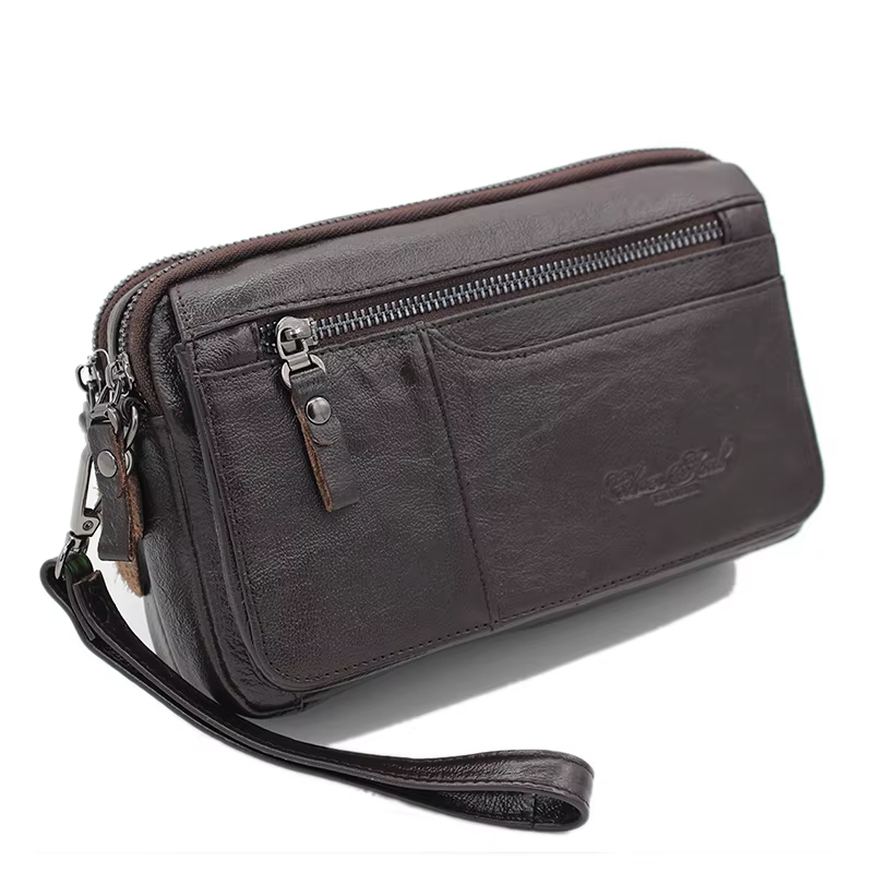 Hommes pochette portefeuille sac Long sac à main en cuir véritable étui à cigarettes porte-carte poc