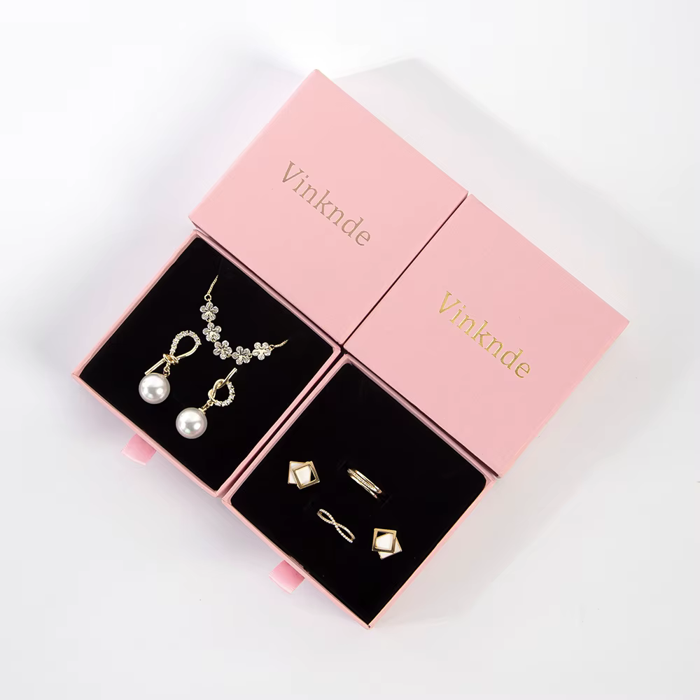 Boîte à bijoux avec Logo personnalisé, tiroirs coulissants, boucles d'oreilles, colliers, Bracelets,