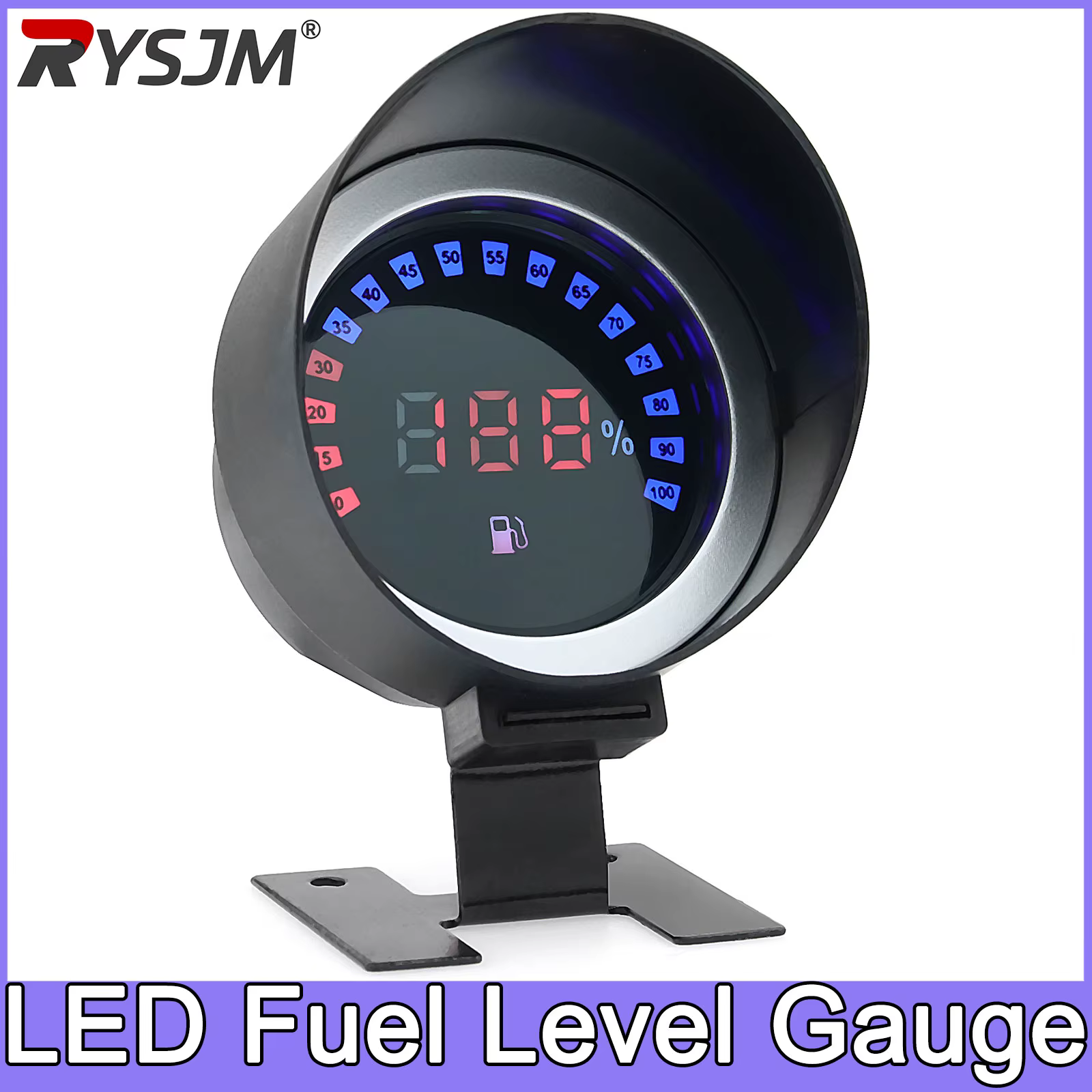 Jauge de niveau de carburant 100% LED rouge, affichage numérique bleu, horloge automobile, indicateu