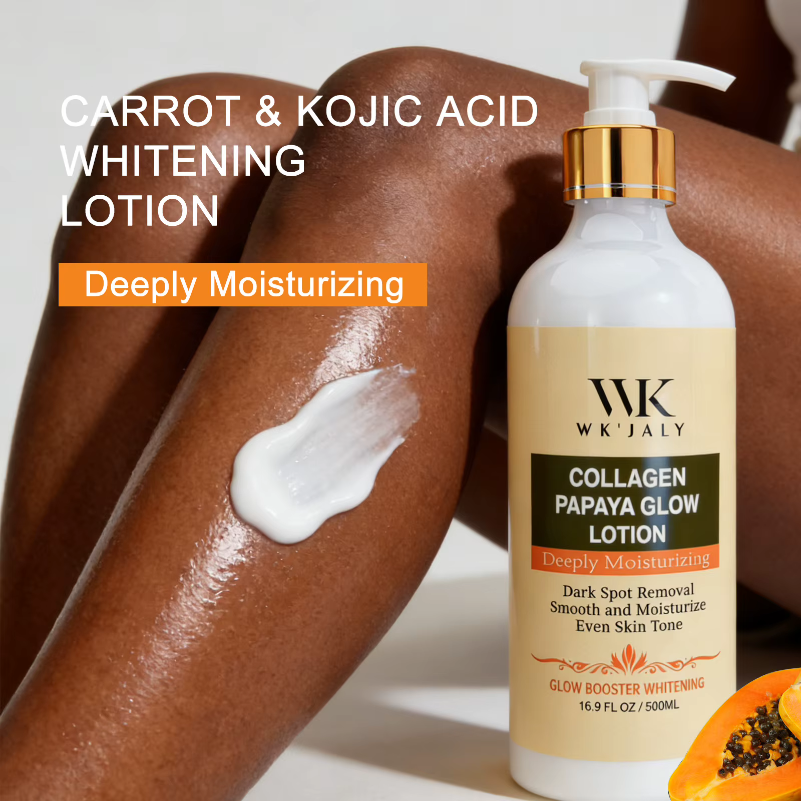 Lotion corporelle éclaircissante WK JALY Collagen Papaya Glow, hydratante, élimine les taches brunes