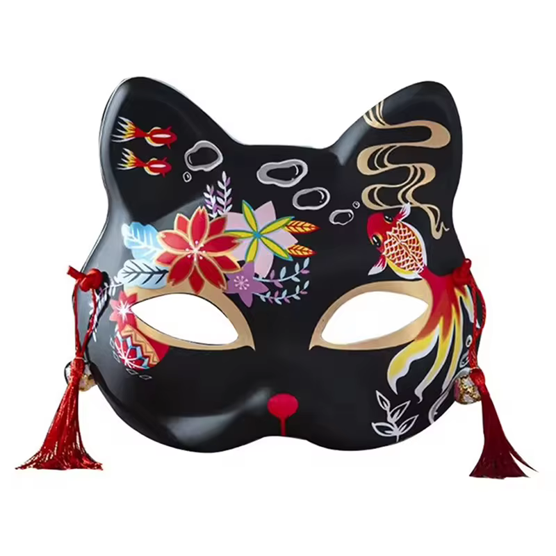 Masque de Cosplay demi-masque fait à la main, masque de chat japonais, Style japonais pour spectacle