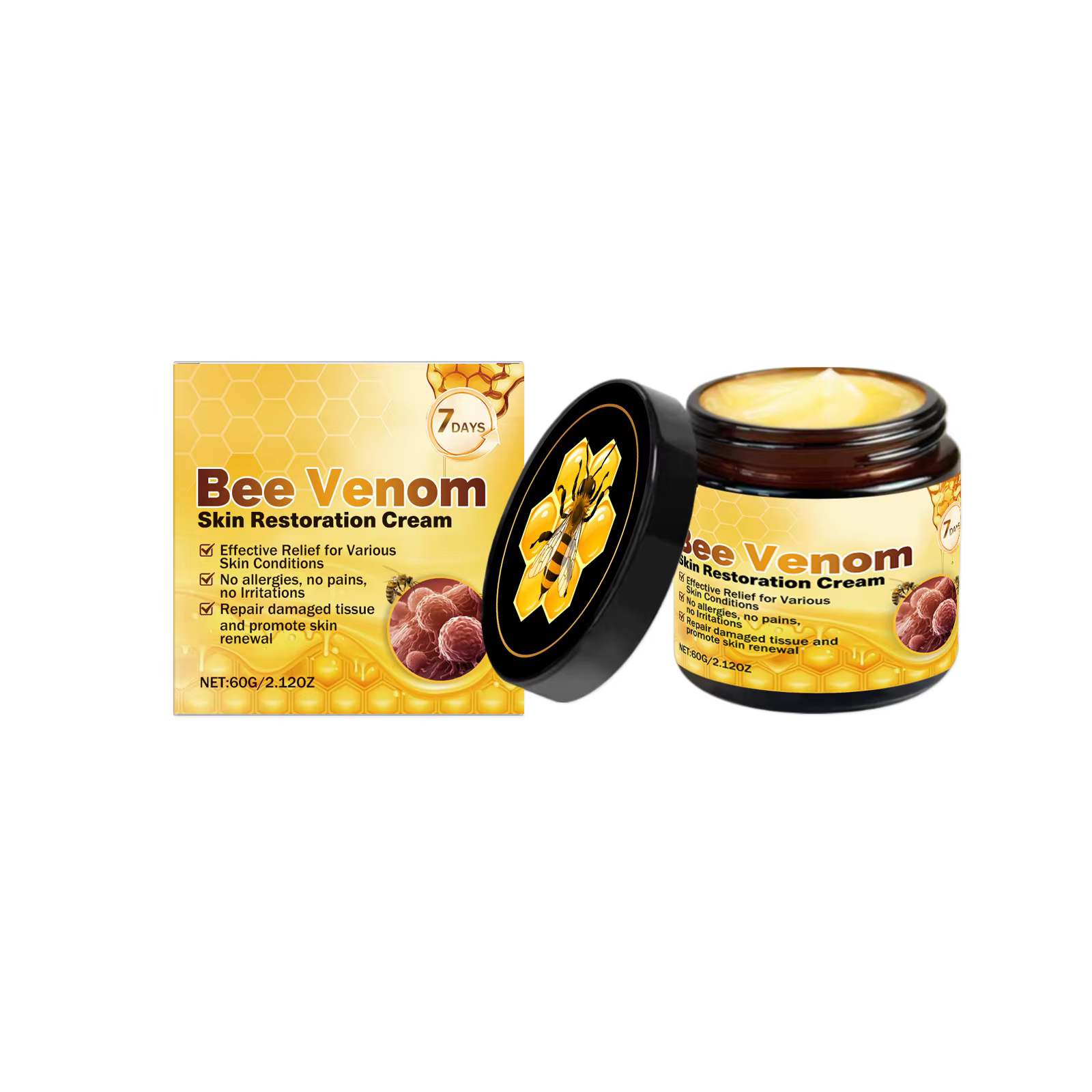 Crème de restauration de la peau au venin d'abeille, dissolvant de imperfections, réduit les rougeur