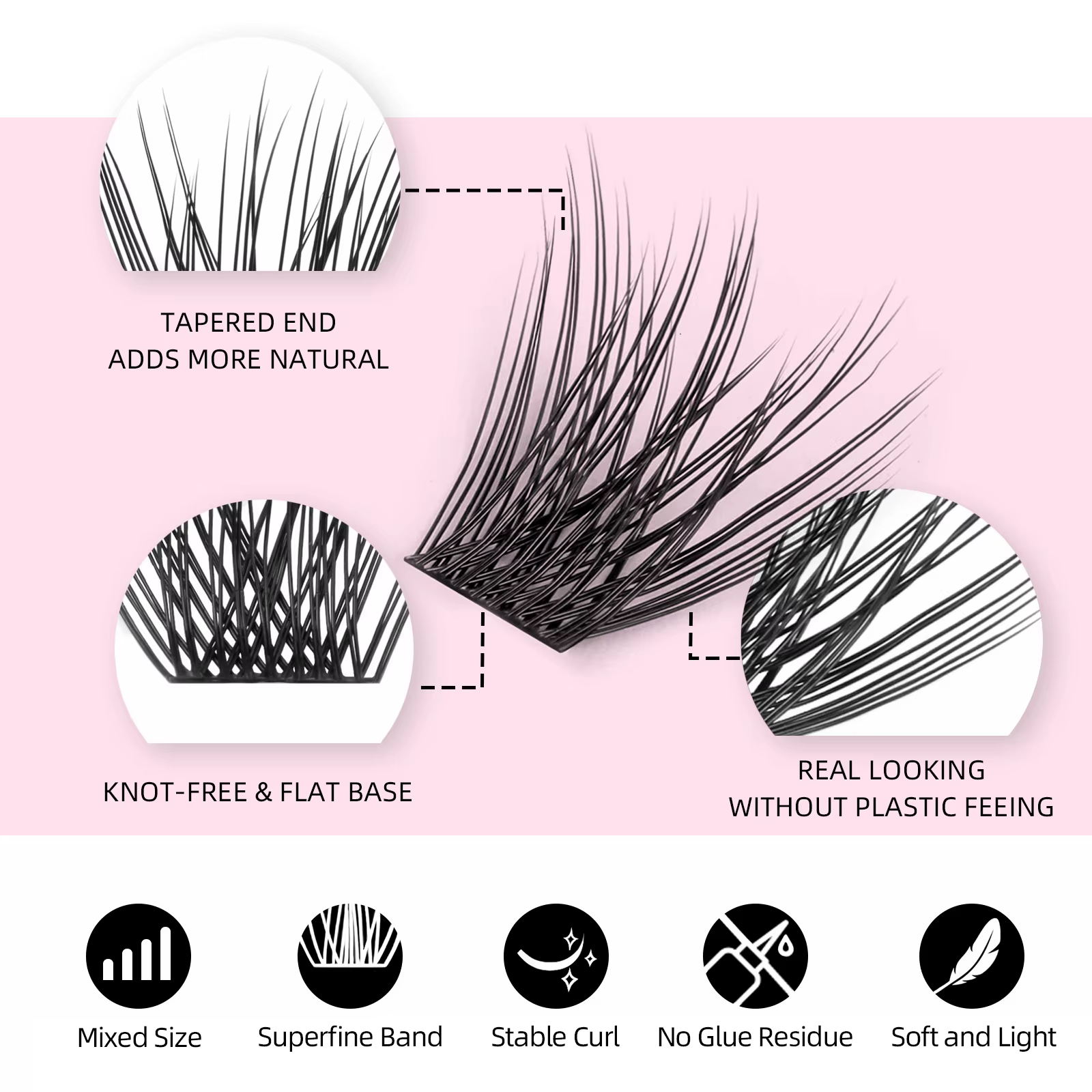 YUANZHIJIE-Extensions de cils naturels segmentés en grappe, beauté moelleuse russe, maquillage de ha