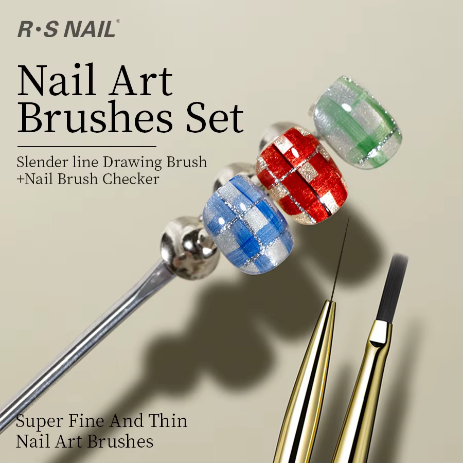 RSNAIL – ensemble de pinceaux pour Nail Art, pinceaux à carreaux Vintage, pinceaux de dessin Ultra-f
