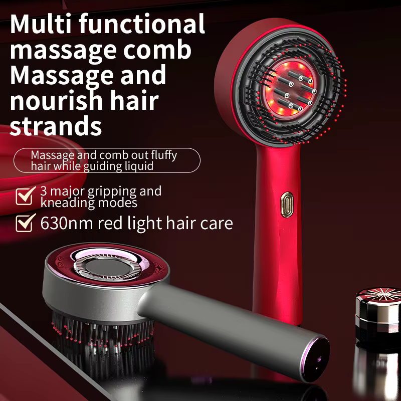 Peigne de Massage électrique à vibrations, thérapie à la lumière rouge, brosse de Massage pour la cr
