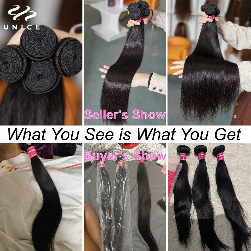Tissage en lot péruvien 100% naturel-UNice Hair, cheveux lisses, 8 à 30 pouces, lot de 1/3/4, vente 