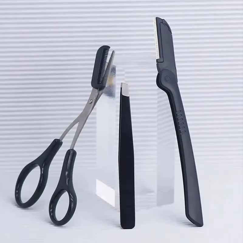 1/3 pièces pince à sourcils en acier inoxydable peigne ciseaux tondeuse à sourcils outil de coupe de