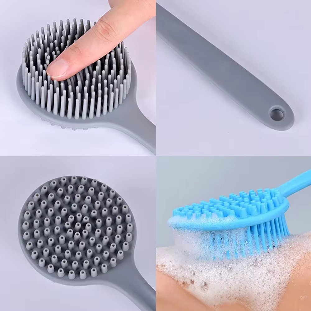 Brosse de douche à Long manche en Silicone, outils de bain paresseux à cheveux doux, épurateur de do