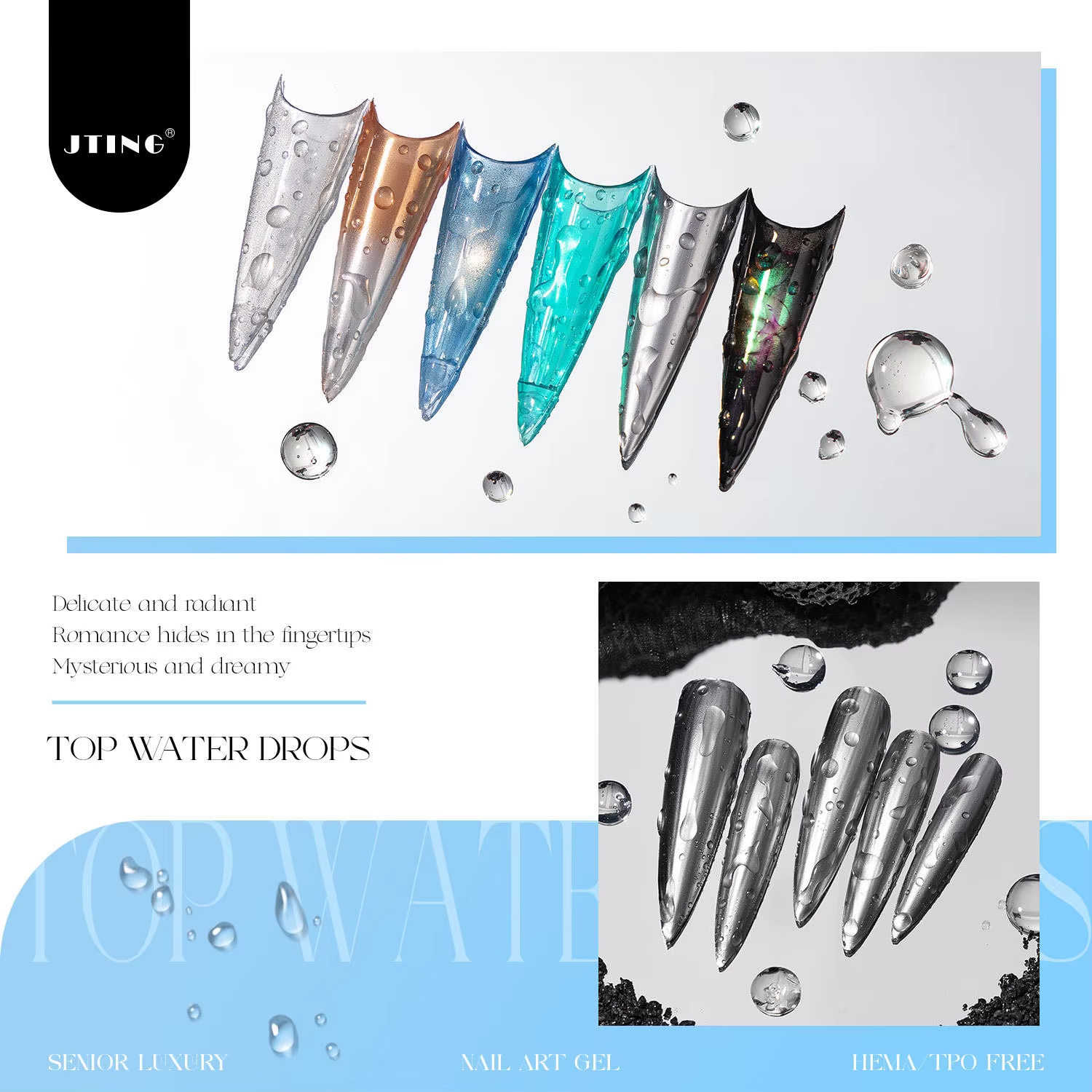 JTING 15ml Nouveau Gel Polish Transparent Effet Gouttes d'Eau Sans Résidu 3D Effet Goutte d'Eau UV L