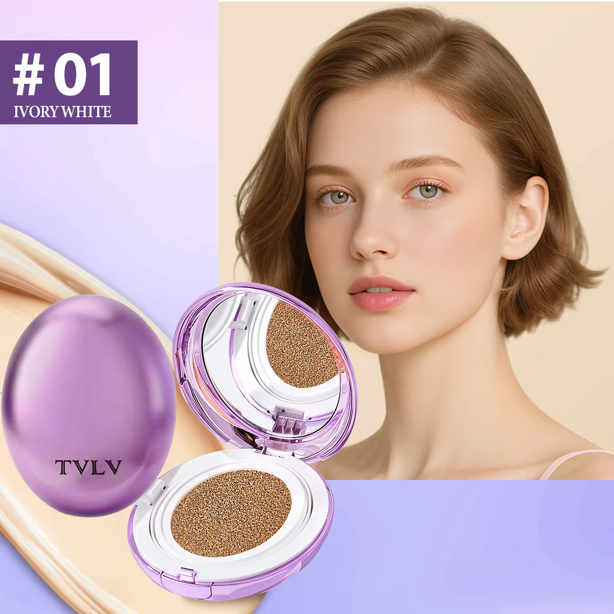 Filtre TVLV Look Glass Skin BB Cushion - Fond de teint léger et éclatant, imperméable, couvrance tot
