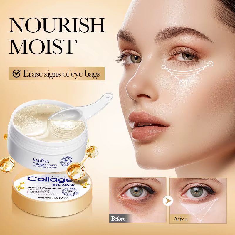 SADOER Masque pour les yeux hydratant anti-rides et raffermissant au collagène pour réduire les cern