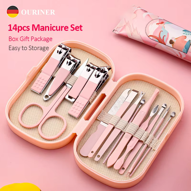 Ensemble de manucure et pédicure de luxe pour hommes et femmes, ciseaux à ongles, coupe-ongles, cuil