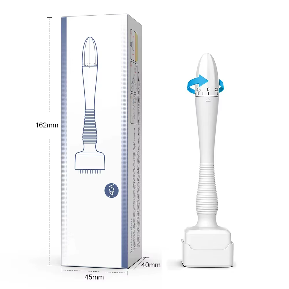 Tampon Derma blanc 140 broches, longueur d'aiguille réglable 0.25mm, micro-aiguille, véritable aigui