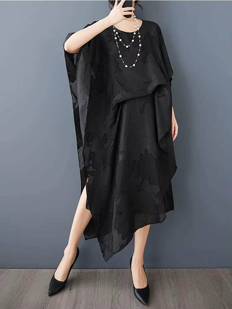 Manches courtes épaules dénudées vintage nouveau en robes pour femmes décontracté ample longue robe 