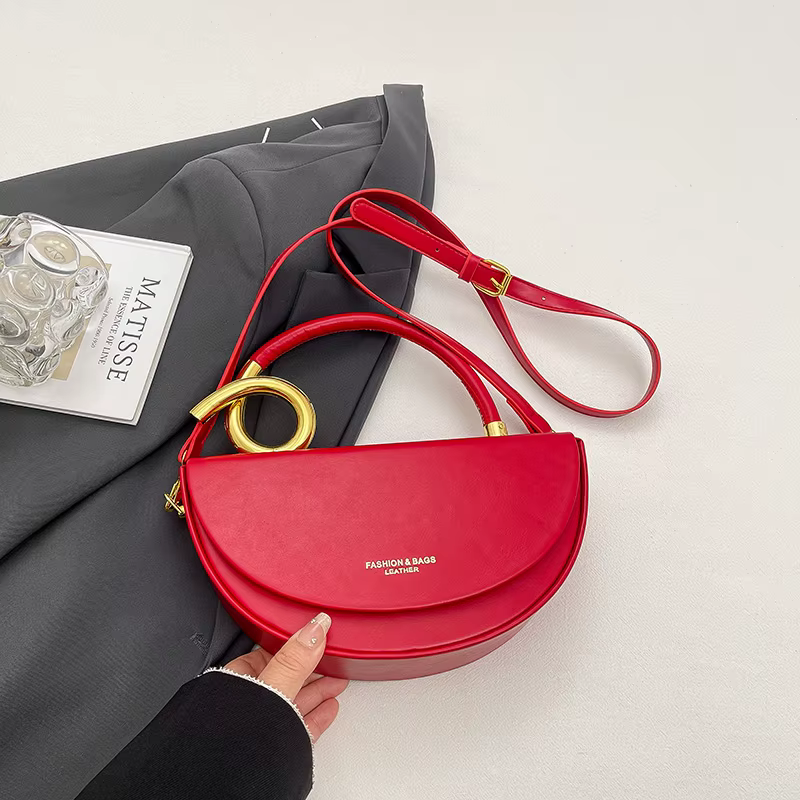 Petits sacs à bandoulière pour femmes, sac de selle demi-cercle de styliste, 8 couleurs, sac à main 